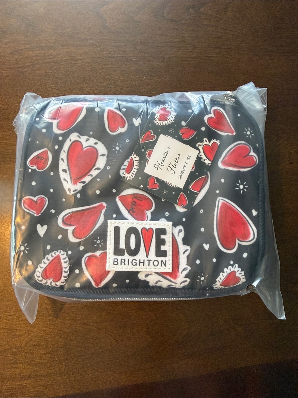 Brighton Heart Print Jewelry Case - Black & Red